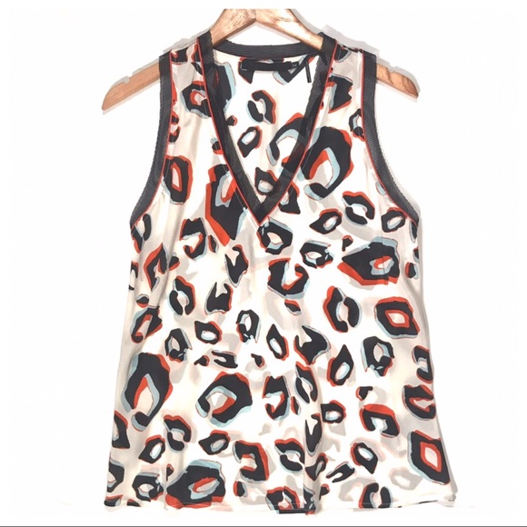 L.A.M.B Silk Tank Top Leopard Print Racer Back - Picture 2 of 7